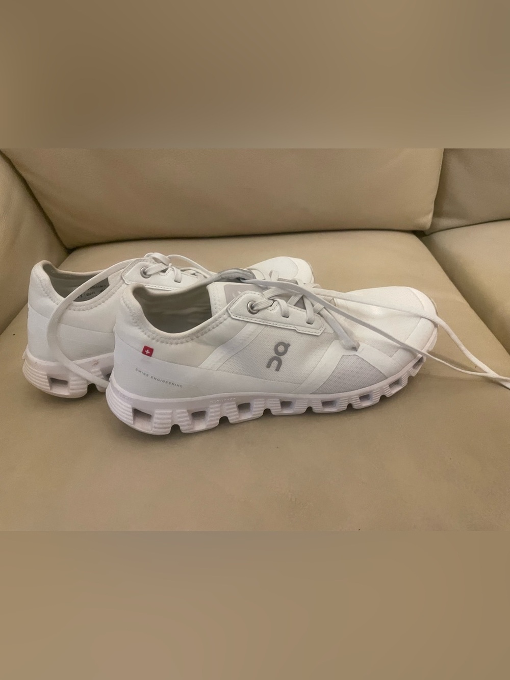 On Running Men's Cloud Sneakers in White with Subtle Gray Logo